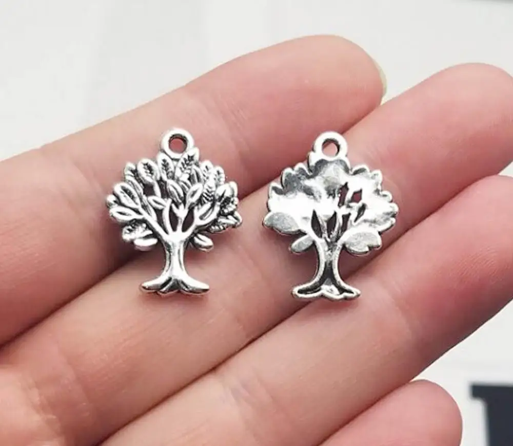 25 шт./лот -- 22x17 мм дерево cham античная бронза/Посеребренная жизнь деревьев амулеты