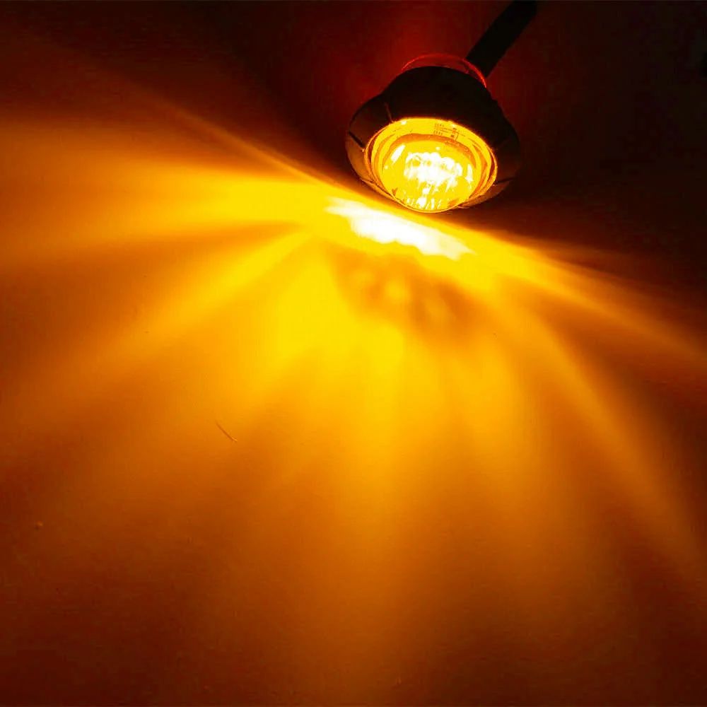 

10PCS 3/4 "Red Small Round Side Marker lights 3 LED Button Lamps Truck Lorry RV 12V 1W Truck Signal Light Side Marker Led Light