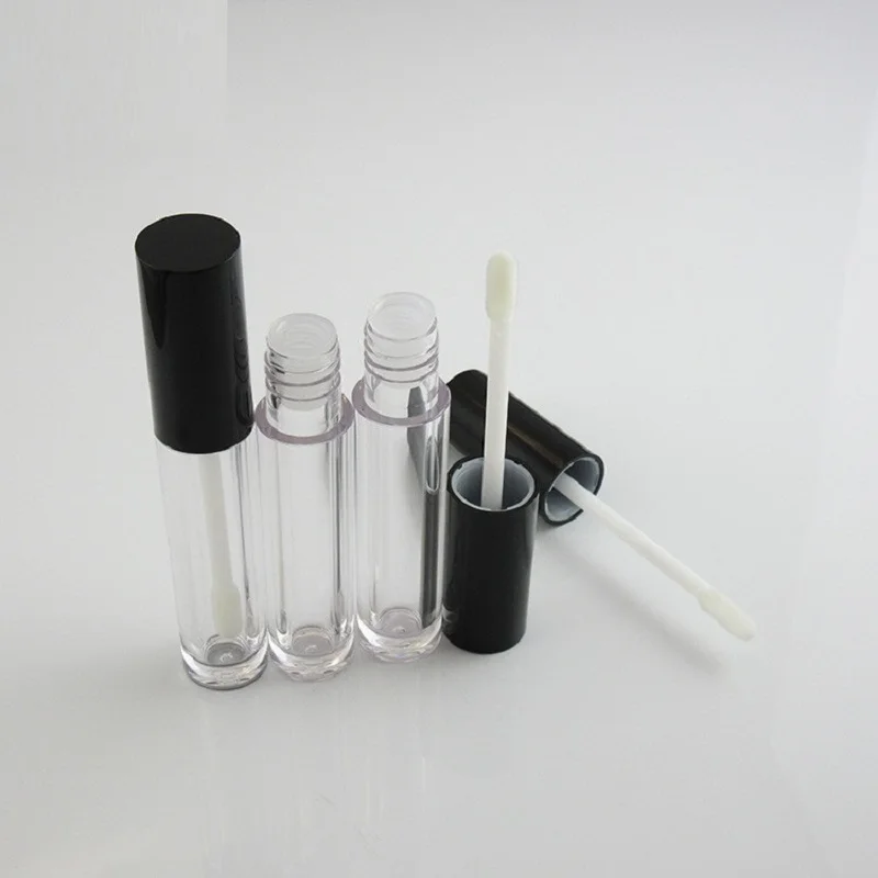 Пустой Блеск для губ объемом 5 мл с палочкой круглая черная прозрачная