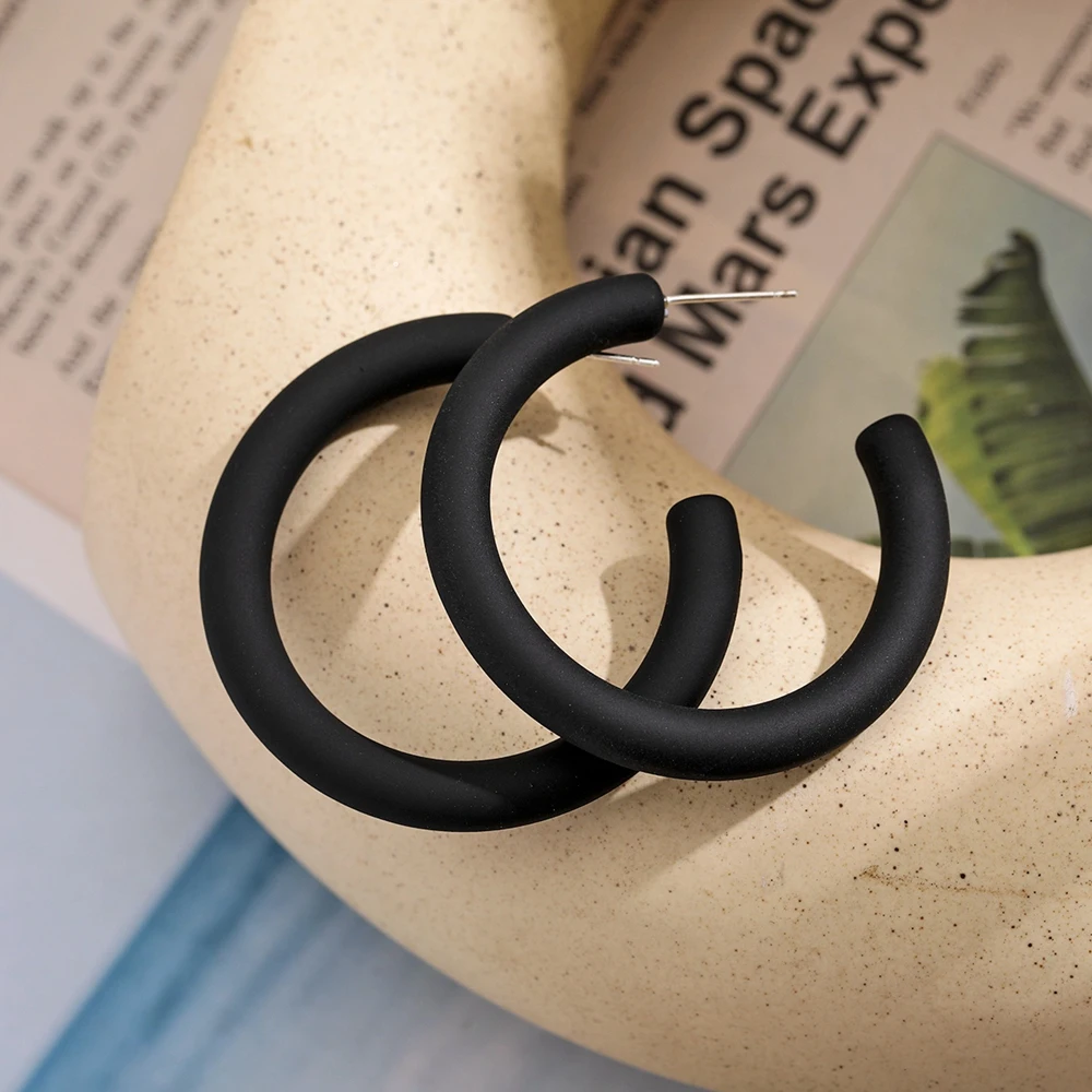 FAMSHIN Простые Модные яркие цветные C-образные большие серьги для женщин и девушек