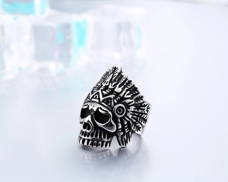 New Indiana Ring Stainless Steel Punk Exaggerated Jewelry USA Fashion Men's Ring BR2041