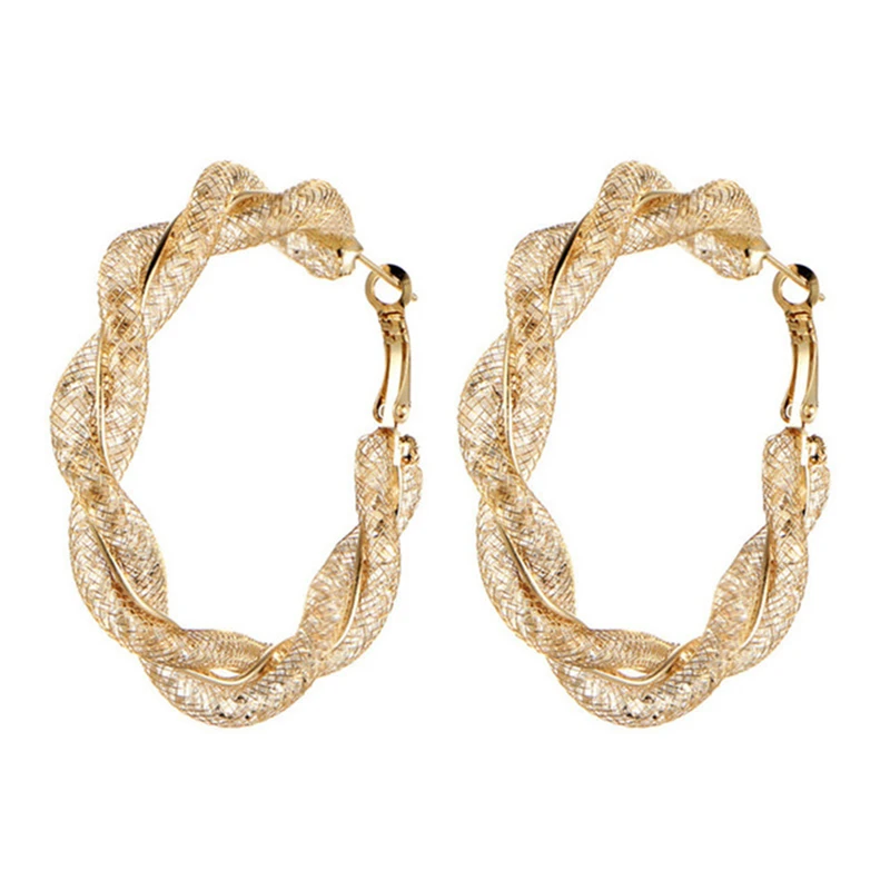 

Oversize Geometric Circle Round Hoop Earrings for Women Brincos Cubic Zirconia Hoop Earring Gold Color Party Fashion Jewelry