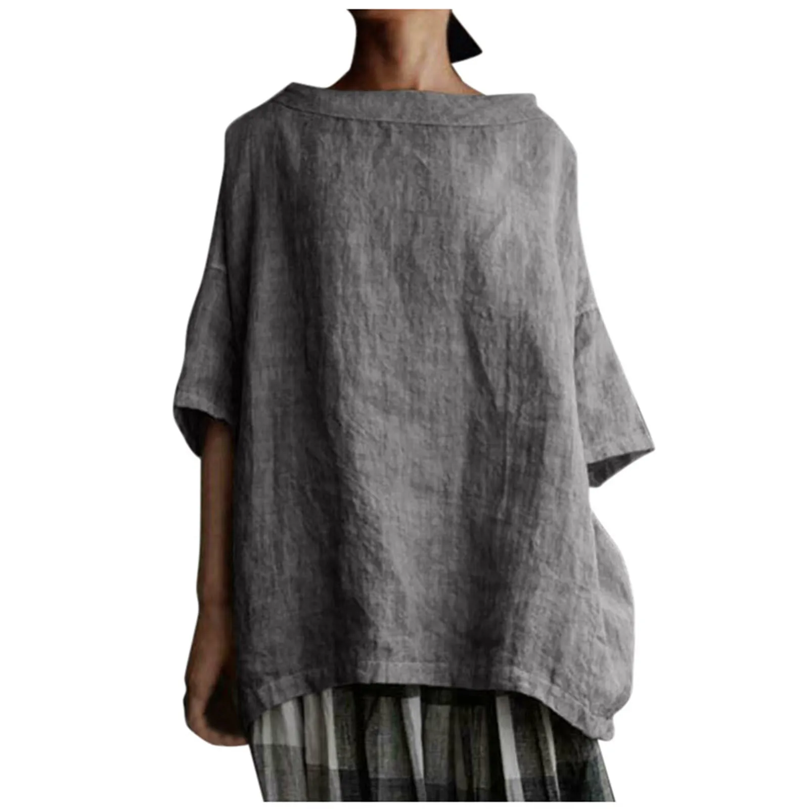 

Летняя женская хлопковая льняная блузка, однотонная свободная футболка для девушек, уличная одежда, повседневные женские рубашки, футболки...