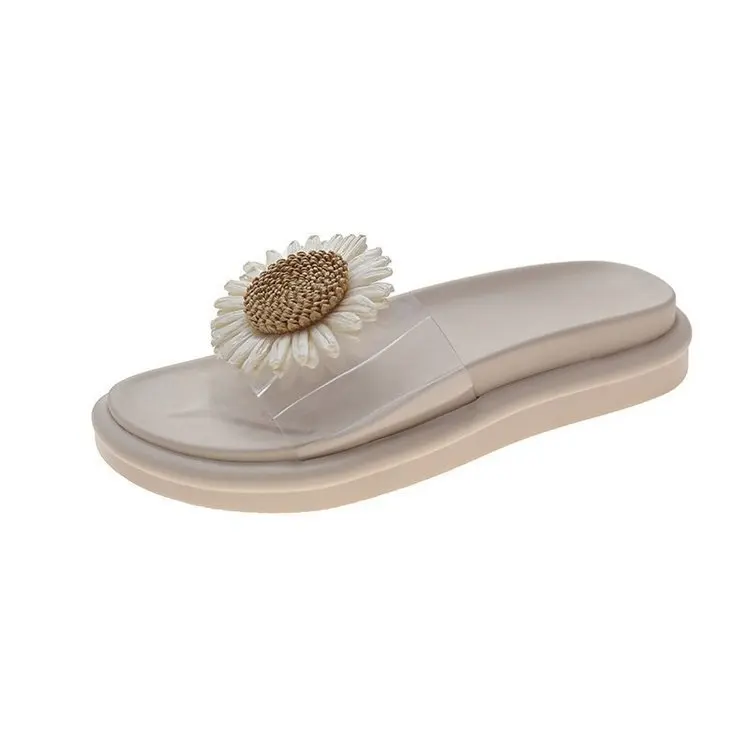 

Сандалии женские с подсолнухом, красивые босоножки на толстой подошве, без застежки, Повседневные тапочки для улицы и дома, лето 2021