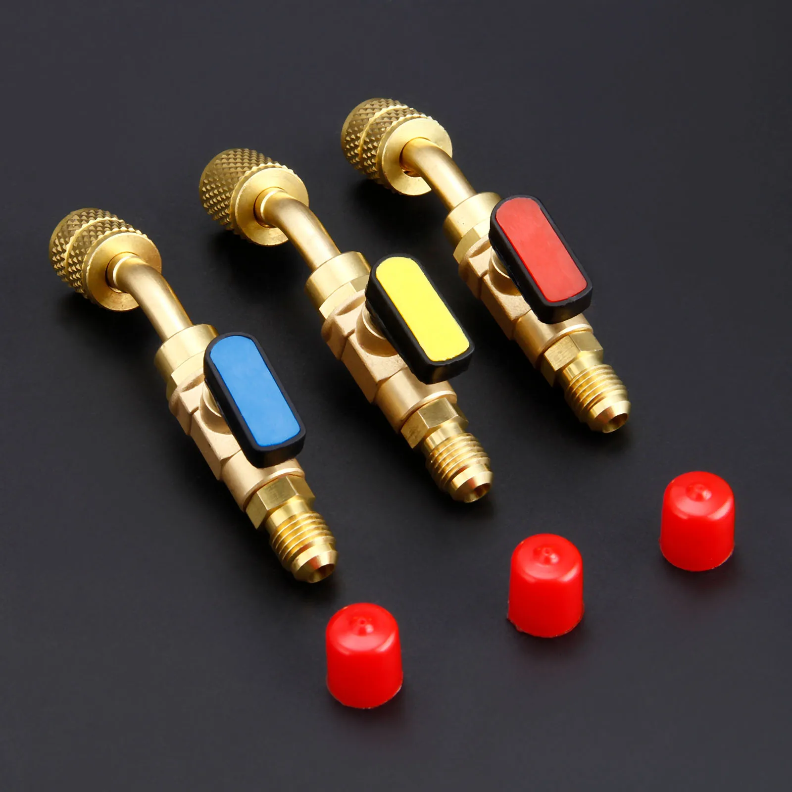 Управляемый хладагент A/C угловой ручной запорный клапан 1/4 &quotSAE Male и 5/16&quot SAE Female