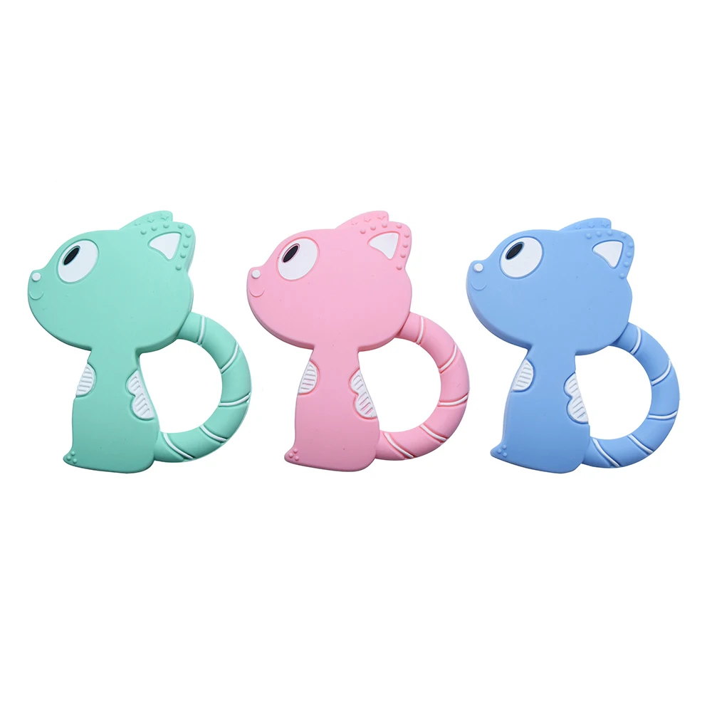 

Жевательные игрушки mabochew в виде мультяшных животных, милая кошка, пищевой класс, мягкие, без БФА, жевательные игрушки, силиконовые детские зубы