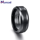 Мужское кольцо из карбида вольфрама NUNCAD, 8 мм, черное обручальное кольцо с Т-образным ремешком, мужское кольцо со скошенными краями, комфортное прилегание, Размер 7-12