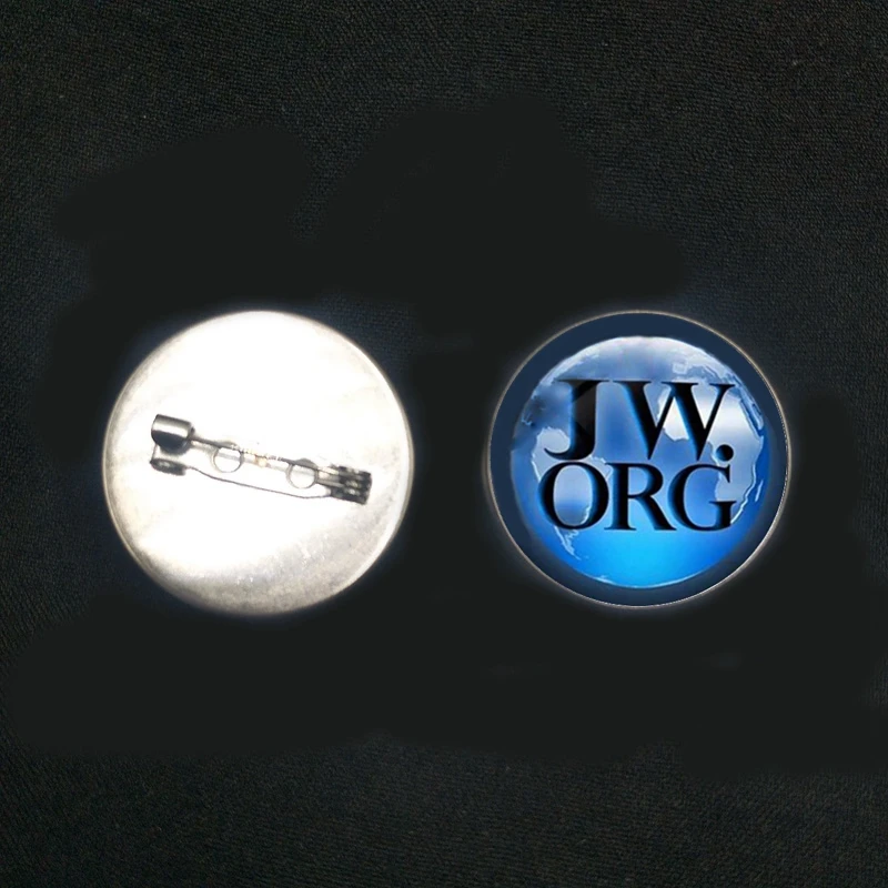 

2019/ New Stainless Steel JW.ORG Father and Son Brooch Glass Convex Round Pin Male and Female Brooch Badge Gift