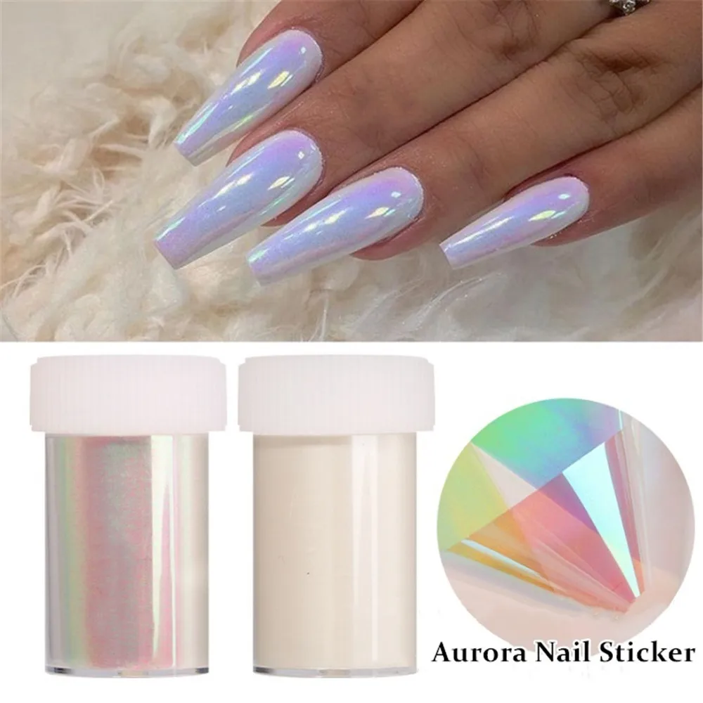 Фольга для ногтей жемчужно белая Аврора переводная Наклейка ногтевого дизайна