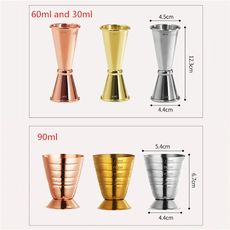 304 нержавеющая сталь японский Джиггер кольцо мерный двойной стаканчик Золотой