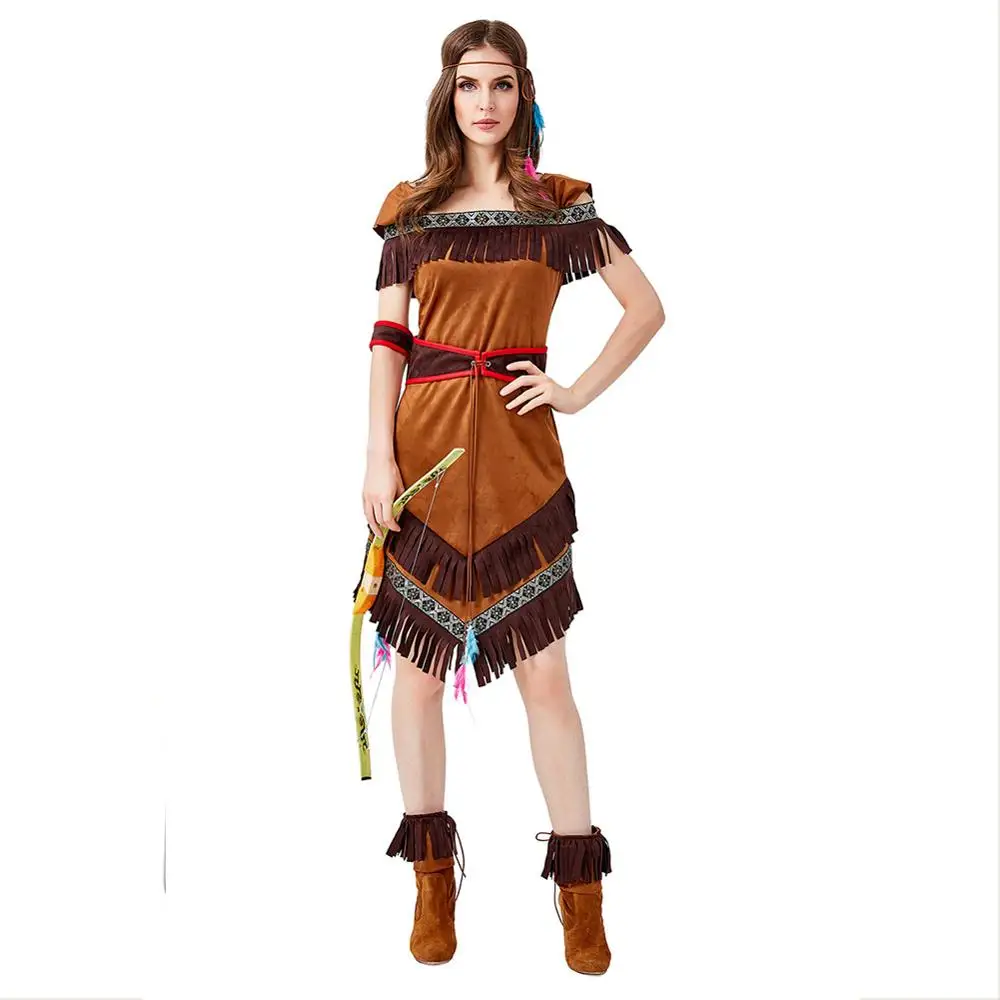 

Halloween Adult Women Native American Dress Indians Hottie Costume Fancy Dress Savage Dress In Masquerade Party Clothes