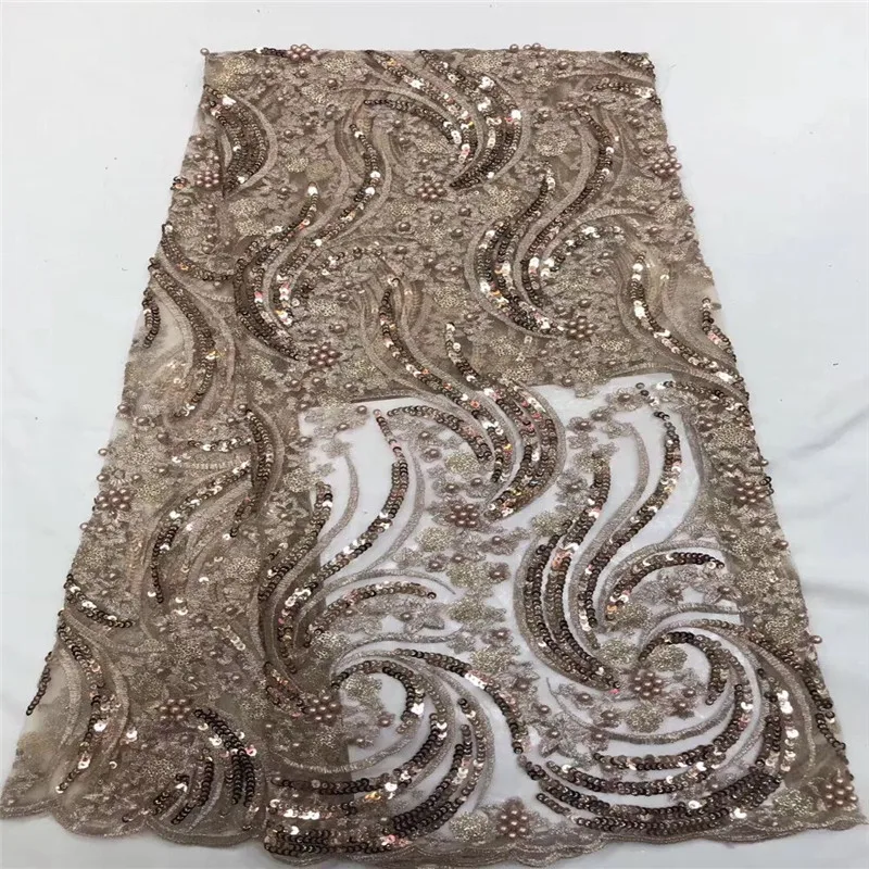 Блестки кружева ткань бусины золото высокого качества Африканское вечернее