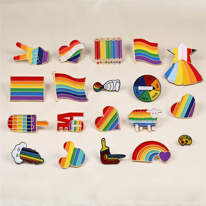 2-3 шт./компл. ЛГБТ гордость гей брошь Радужный Флаг Сердце Эмаль заколка на заказ