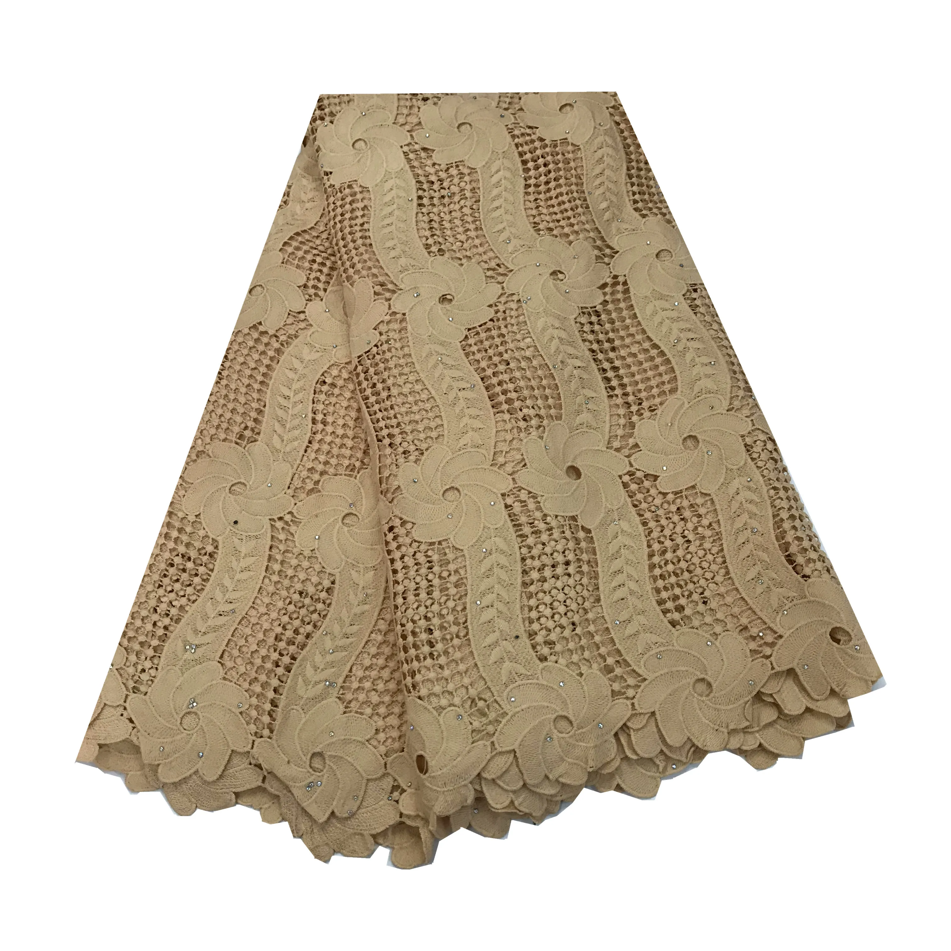 Latest 5 Yards Rhinestone Khaki African Cord Lace Fabric Nigerian Wedding Evening Dress Guipure Cotton Cupion Purple KRL-1202 | Дом и сад