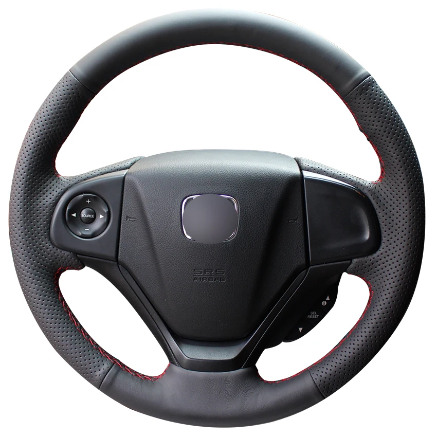 Рука сшитый Черный искусственных кож специальные чехол рулевого колеса