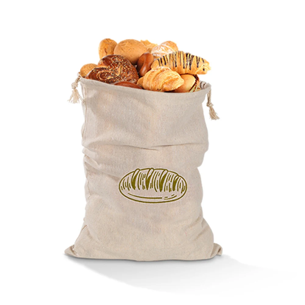 

High Capacity Linen Bread Bags Reusable Drawstring Bag For Loaf Homemade Artisan Bread Storage Bag Linen Bread Bags For Baguette