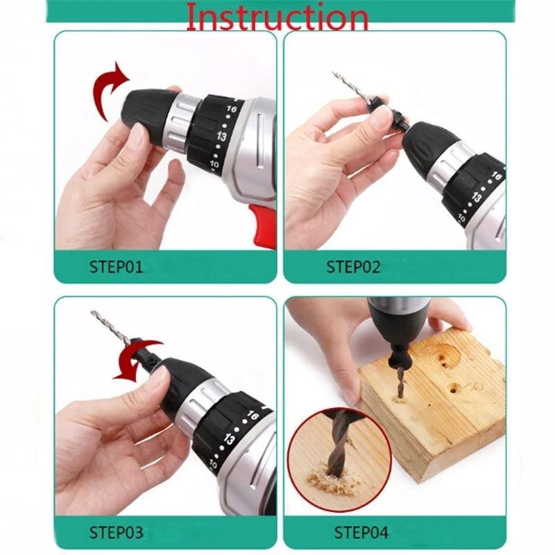 

5PCS 6# 8# 10# 12# 1/4 Hex Quick Change Shank Countersink Tapered Drill Bits Cone Reaming Drill Bit Set Wood Woodworking Tools