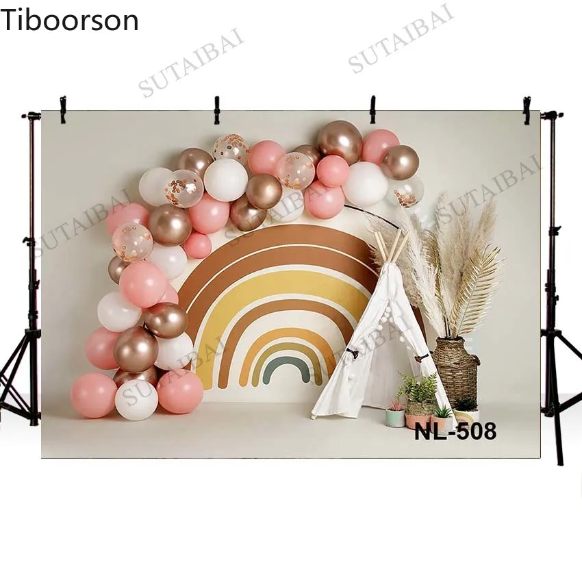 

Фон для фотосъемки малыша с изображением радуги вазы розовый синий декор для дня рождения фотозона