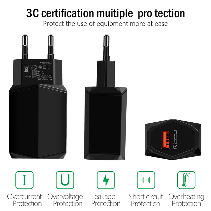 Дорожное Сетевое зарядное устройство QC3.0 с USB-адаптером для Xiaomi/Huawei/ZET/Lenovo |