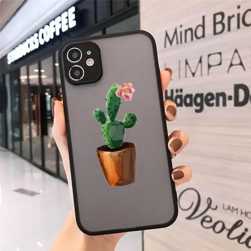

Green Cactus Plant Phone Cases matte transparent For iphone 7 8 11 12 plus mini x xs xr pro max cover