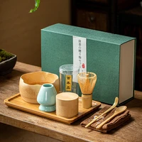 1 8pcsset traditional matcha giftset bamboo matcha whisk scoop ceremic matcha bowl whisk holder japanese tea sets