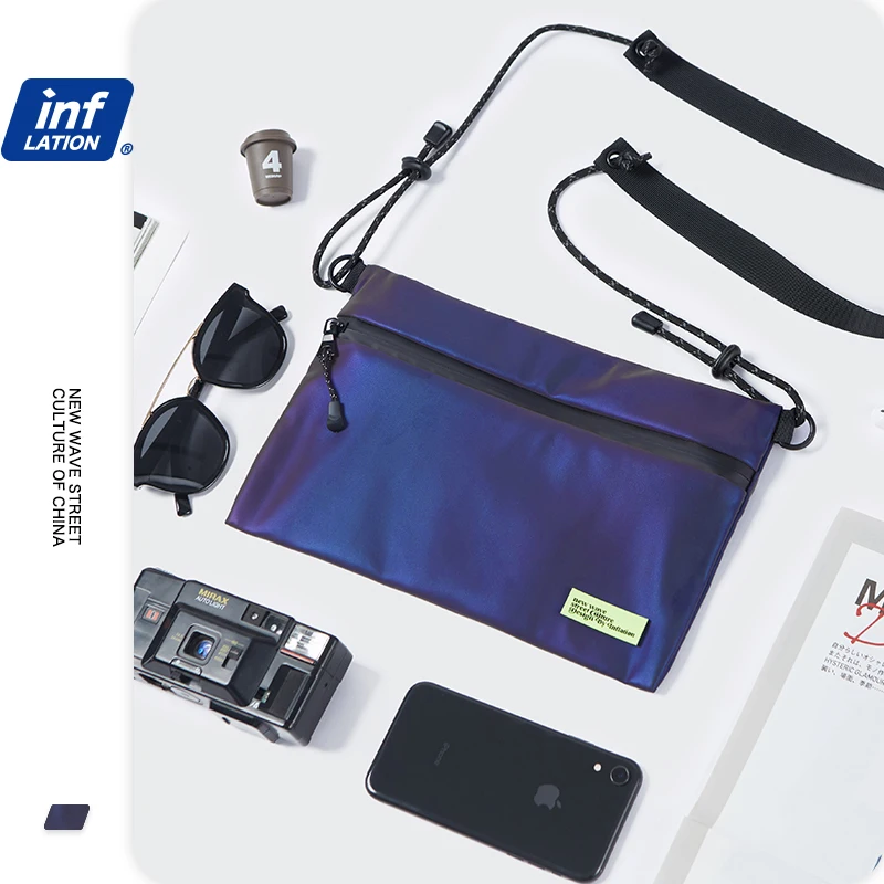 

Инфляция High Street Лазерная Светоотражающая сумка-мессенджер Мужская Уличная поясная уличная сумка через плечо 437AI2020