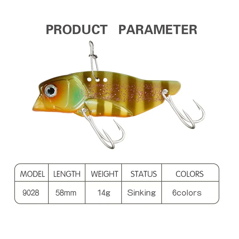 

Bottom Knock Type Vibration Fishing Lures 58mm 14g Hard Artificial Bait for Bass Fishing 9028
