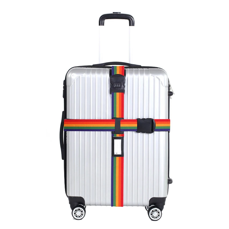 Adjustable Luggage Belt Suitcase Strapping Box Accessories Cross Belt Packaging Trolley Case Nylon 3-digit Code Lock Belt Tag