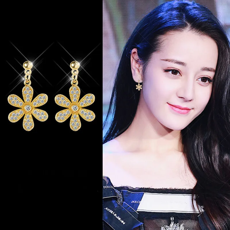 Женский темперамент Корейский личность Простой Sen Department Лепестковые серьги