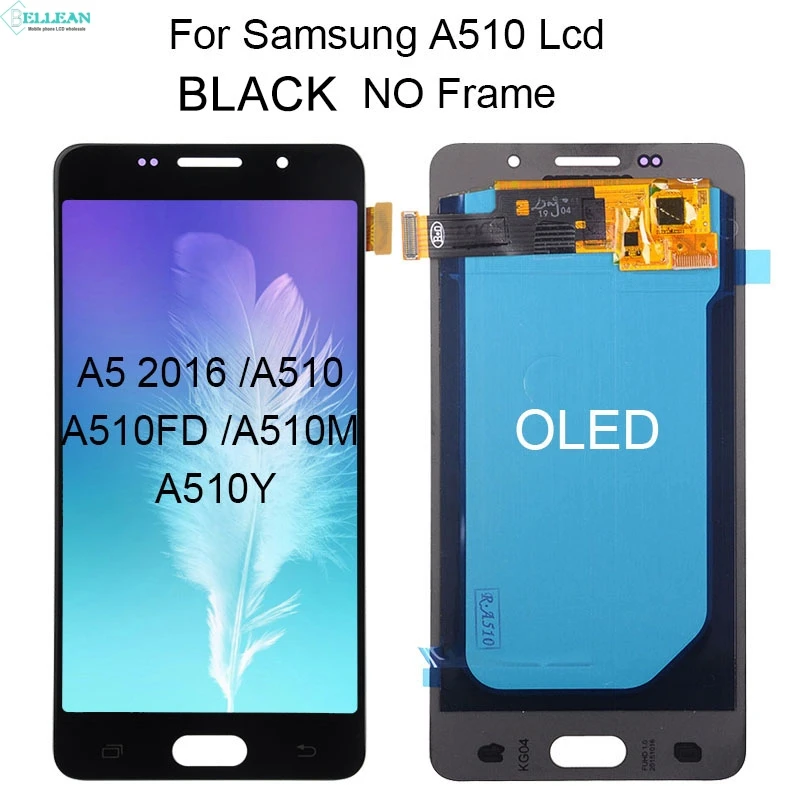 Catteny скидка Super Amoled для samsung Galaxy A5 ЖК A510 Дисплей кодирующий преобразователь сенсорного экрана в сборе A510F ЖК-дисплей с рамой - Цвет: OLED Black