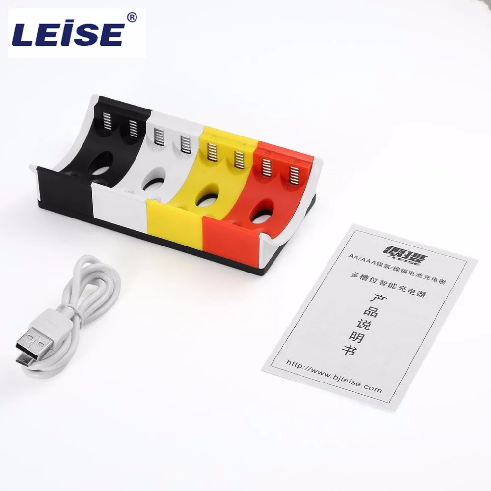 LEISE 8 слотов Смарт USB аккумуляторная батарея зарядное устройство LS-U8C многоцветный с Светодиодный индикатор зарядки для AA и AAA Ni-MH батареи