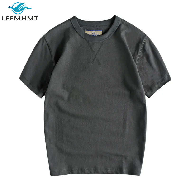 Футболка мужская с короткими рукавами и круглым вырезом тяжелая хлопковая