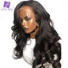 13x6 Yaki волнистые искусственные волосы, кружевной передний парик, бразильские, Реми, человеческие волосы, парики без клея, плотность 250, предварительно выщипанные для черных женщин Luffy
