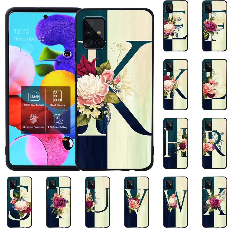 

Anti-drop Phone Case for Samsung A10/A20E/A30S/A40/A50/A50S/A70/A70S/A51/A71 Initial Name Pattern Soft TPU Silicone Back Cover