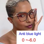 Женские винтажные очки при близорукости, корректирующие очки кошачий глаз большого размера с цветами и прозрачными линзами с защитой от сисветильник, очки для зрения минус-1,5-1,75