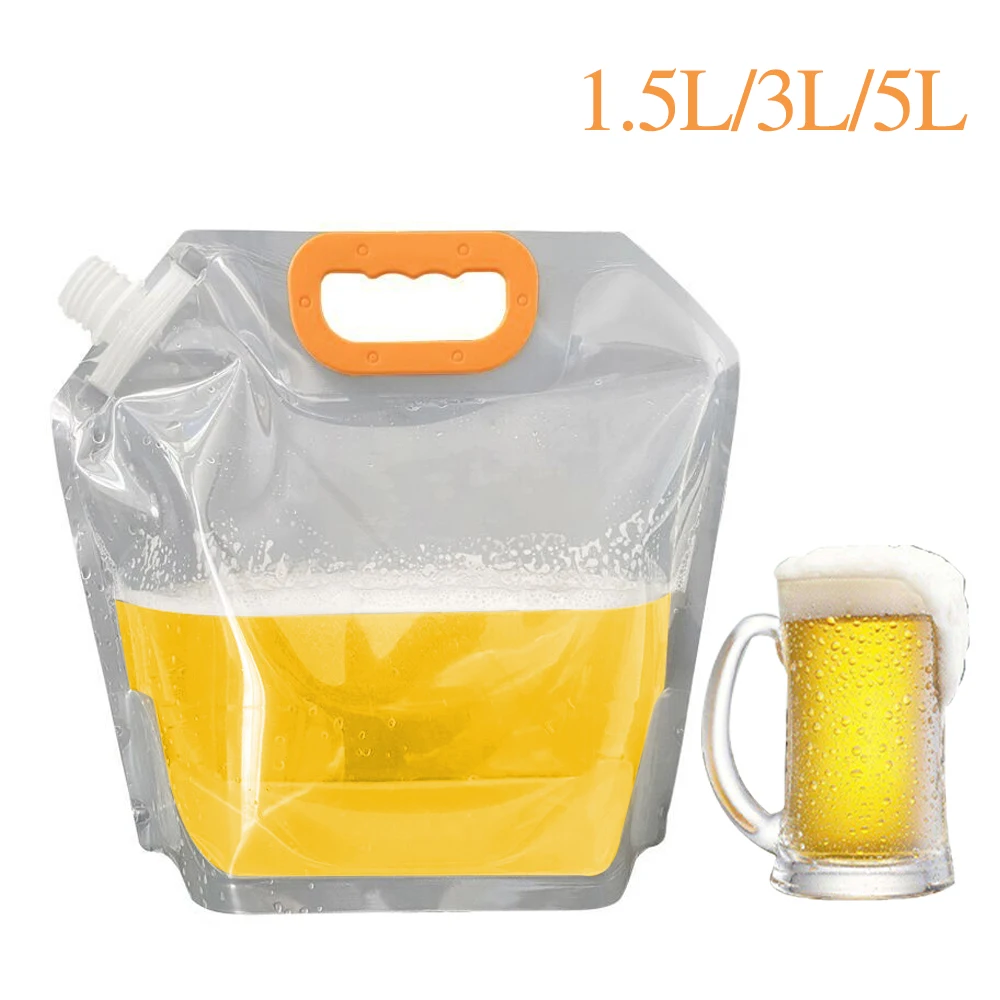 

1.5/3/5L Foldable Beer Bag Transparent Stand-Up Plastic Juice Milk Packaging Bag Outdoor Camping Hiking Portable Water Bags