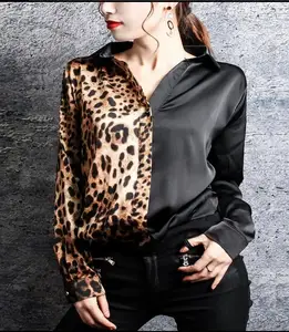 2021 шикарные стильные цветные рубашки с длинным рукавом с заплатками, женские Атласные Рубашки с винтажным принтом, женские офисные шифоновые блузки, атласные топы