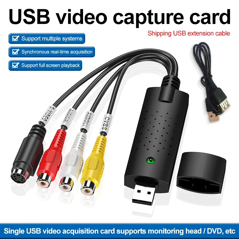 

Video Audio Capture Card Audio Adapter TV DVD VHS DVR Game Video To Digital DVD Converter For Vista XP Windows 10/8.1/8/7