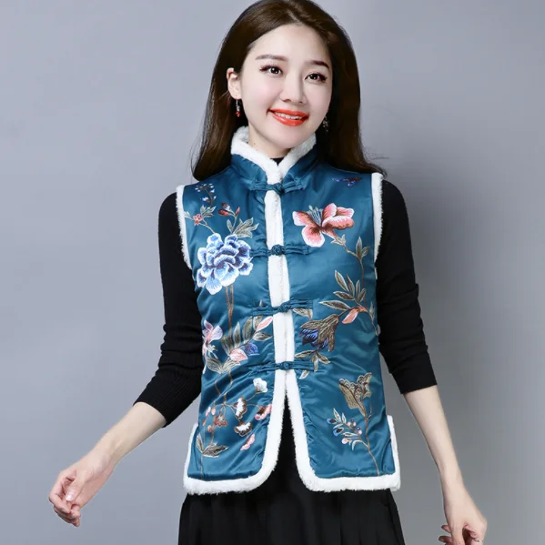 Винтажный жилет с меховым воротником без рукавов Женская куртка на осень и зиму