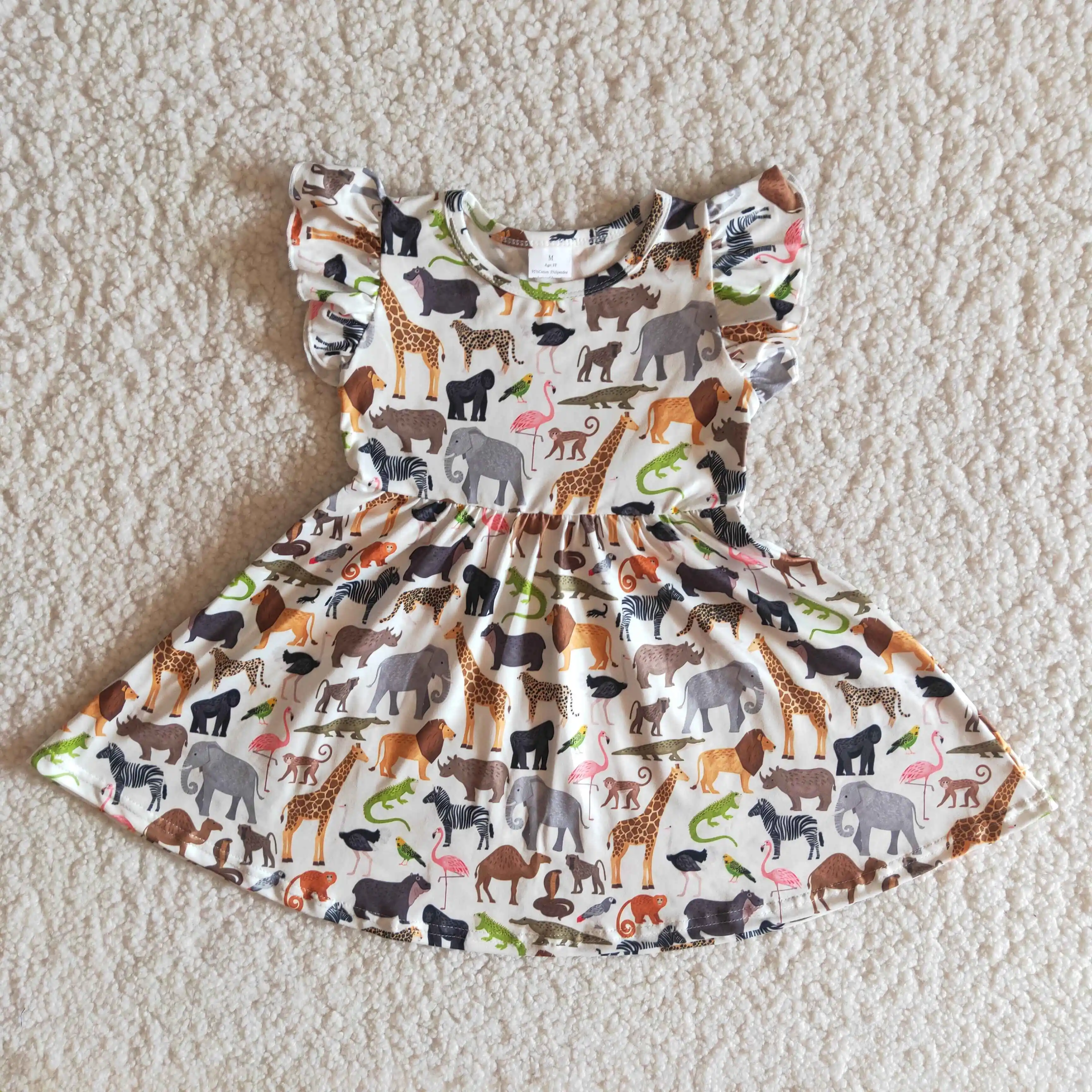 

New Baby Girls Dress Animal Print Milk Silk For Toddler Girls Wear Best Selling