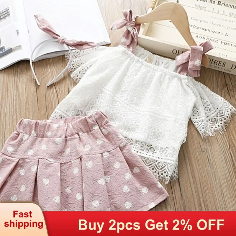 Mayfair/кружевная Одежда для девочек летний детский комплект кружевной топ платье
