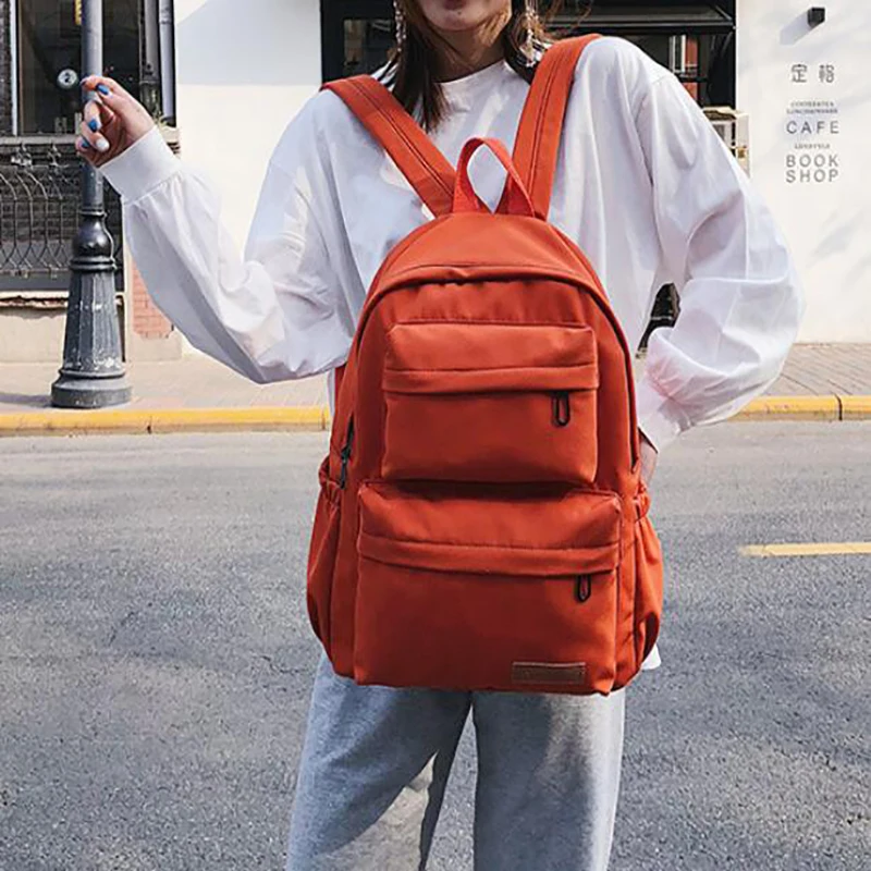 

2021 Backpack Women Backpack Fashion Women Shoulder Bag solid color School Bag For Teenage Girl Children Backpacks Travel Bag