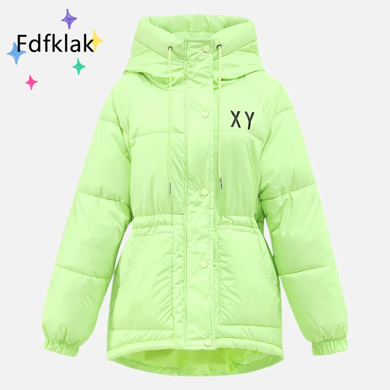 Fdfklak Candy-Colored Down Cotton Quilted Jacket Thick Korean Loose Orange Jacket White Winter Coat For Women Clothes Kurtka