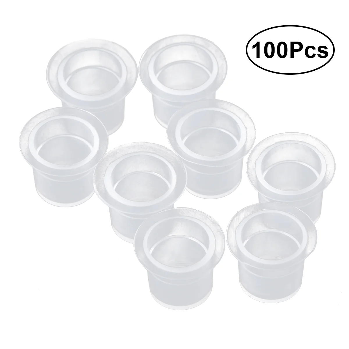 

100pcs Ink Caps Disposable Ink Cups Permanent Eyelash Makeup Tattooing Pigment Container Kits Supplies 8mm Size