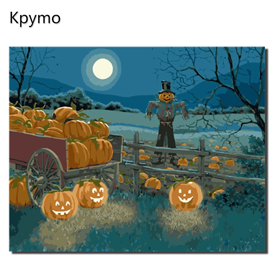 Картина в рамке на стену Хэллоуин картина маслом по номерам акрил масло холст