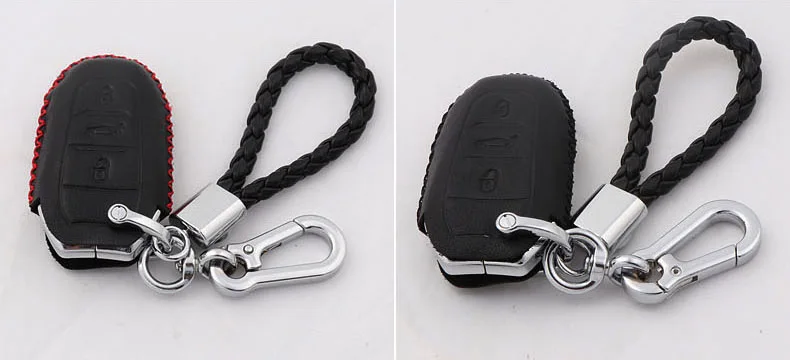Lsrtw2017 Cow Leather Car Key Bag Protective Bag for Peugeot 3008 5008 Interior Accessories
