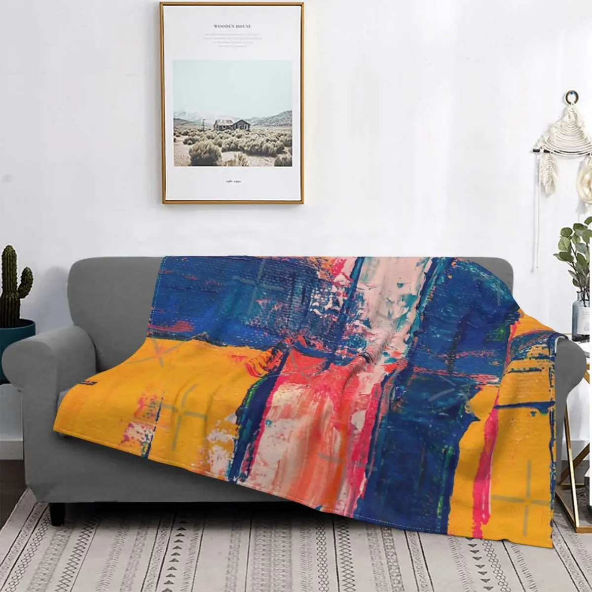 

Manta de arte para cama, edredones a cuadros, manta de pícnic en el sofá