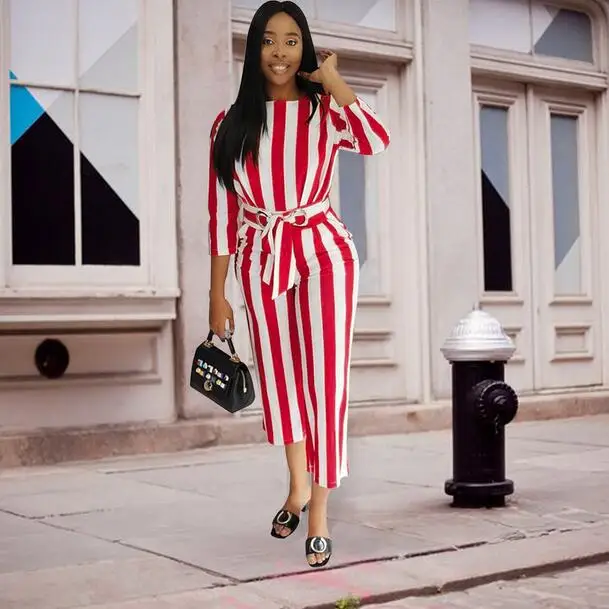 Осенние полосатые комбинезоны для женщин 2019 с рукавом три четверти офисная