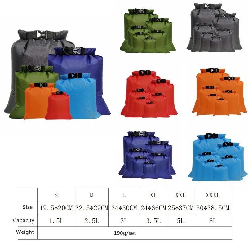 

1.5L 2.5L 3L 3.5L 5L 8L 5PCS Waterproof Dry Bag Pack Sack Swimming Rafting Kayaking River Trekking Floating Sailing Canoing Boat