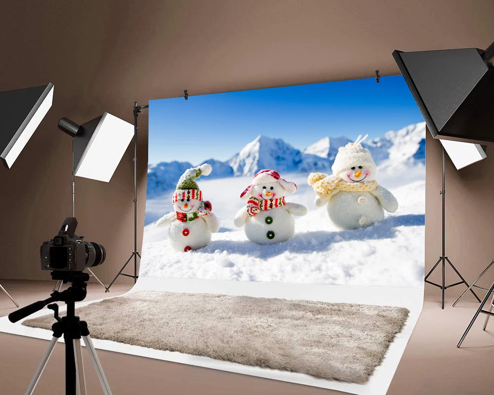 

Merry Chirstmas Photograph Thin Vinyl Snowman Printed Background Backdrop Photo Fashionable Festival Party Decorations